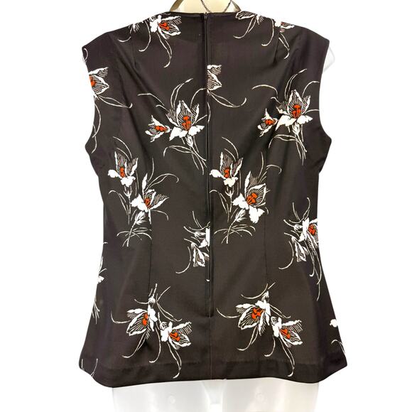 1960's hand made trippy Lily flower on black blouse - Picture 6 of 7